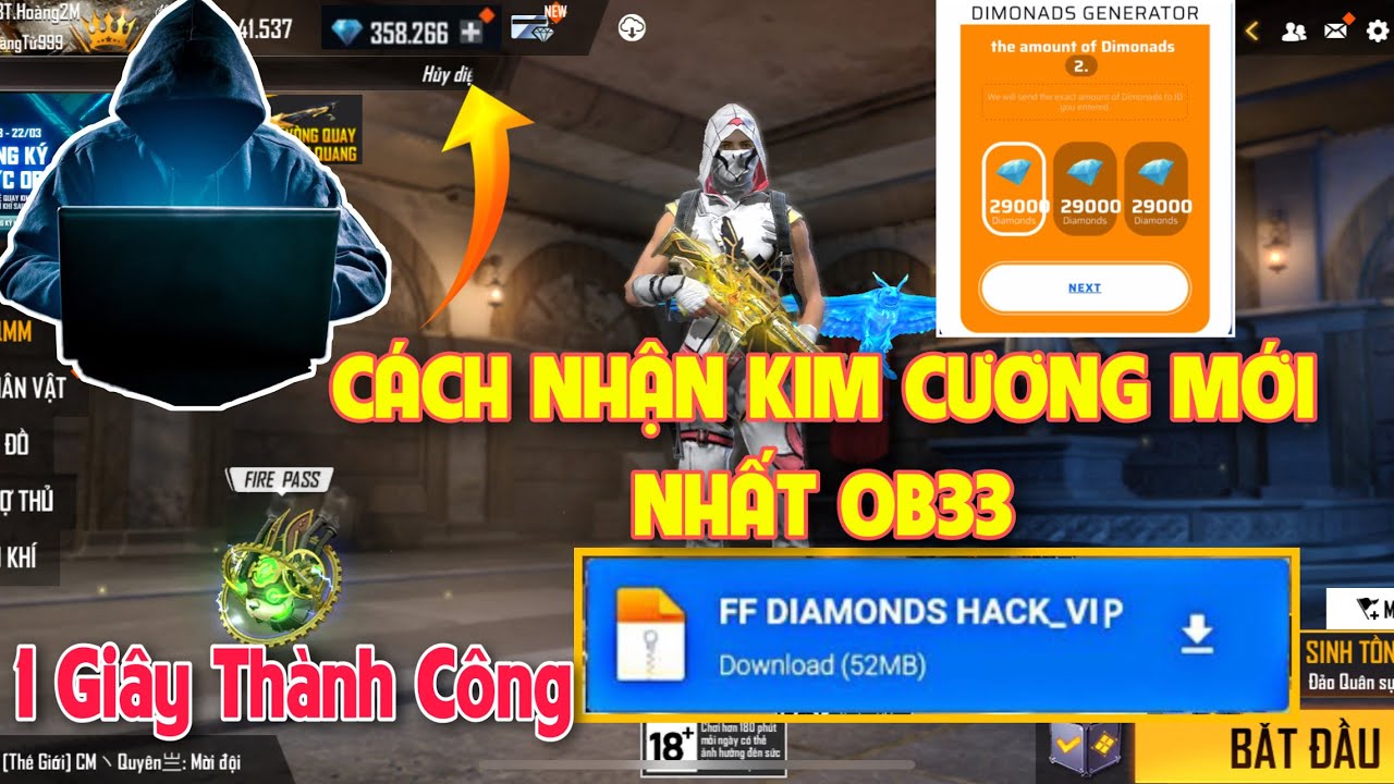 Cách sử dụng  Free Fire Mod Kim Cương